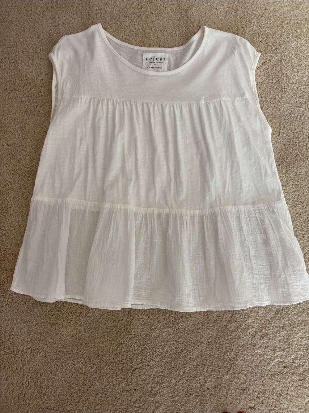 Velvet by Graham & Spencer White Tiered Sleeveless Blouse